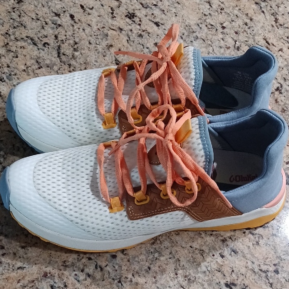 OluKai Women's White, Peach & Blue Athletic Sneakers